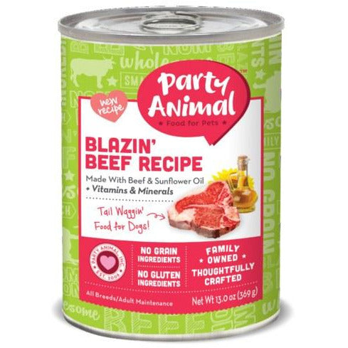 Party Animal - Blazin' Beef Recipe - Canned Dog Food - 13 Oz., Case of 12