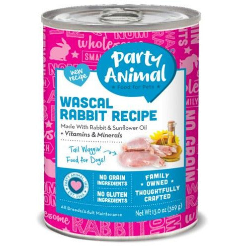 Party Animal - Wascal Rabbit Recipe - Canned Dog Food - 13 Oz., Case of 12