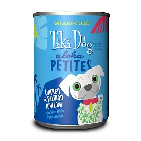 Tiki Dog Aloha Petites - Chicken & Salmon Lomi Lomi - Canned Dog Food - 3.5 Oz. & 9 Oz., Case of 12