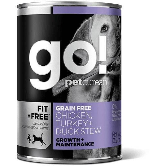 Go! Fit + Free - Grain-Free Chicken, Turkey, And Duck Stew - Canned Dog Food - 13.2 oz., Case of 12