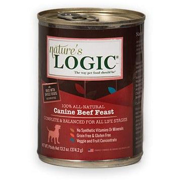Nature's Logic - Canine Beef Feast - Canned Dog Food - 13.2 oz., Case of 12