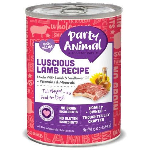 Party Animal - Luscious Lamb Recipe - Canned Dog Food - 13 Oz., Case of 12