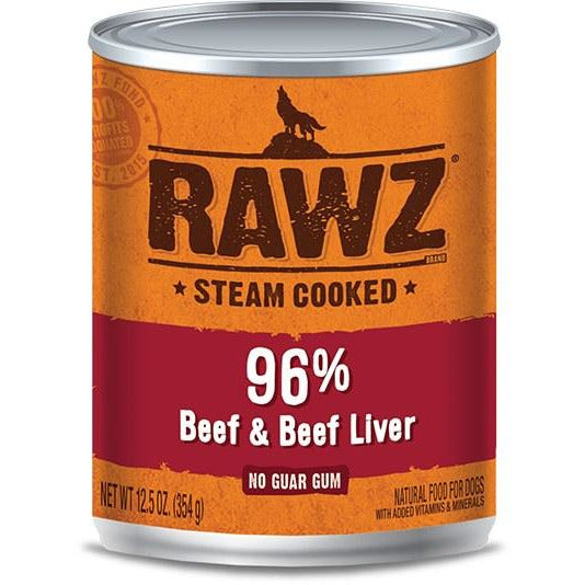 Rawz - 96% Beef & Beef Liver - Canned Dog Food - 12.5 oz., Case of 12