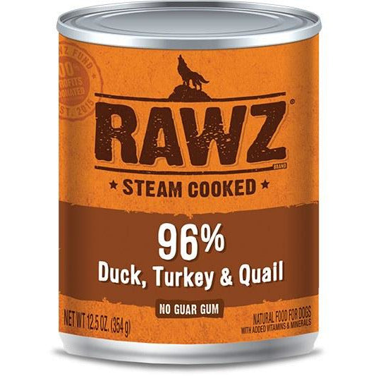 Rawz - 96% Duck, Turkey, & Quail - Canned Dog Food - 12.5 oz., Case of 12
