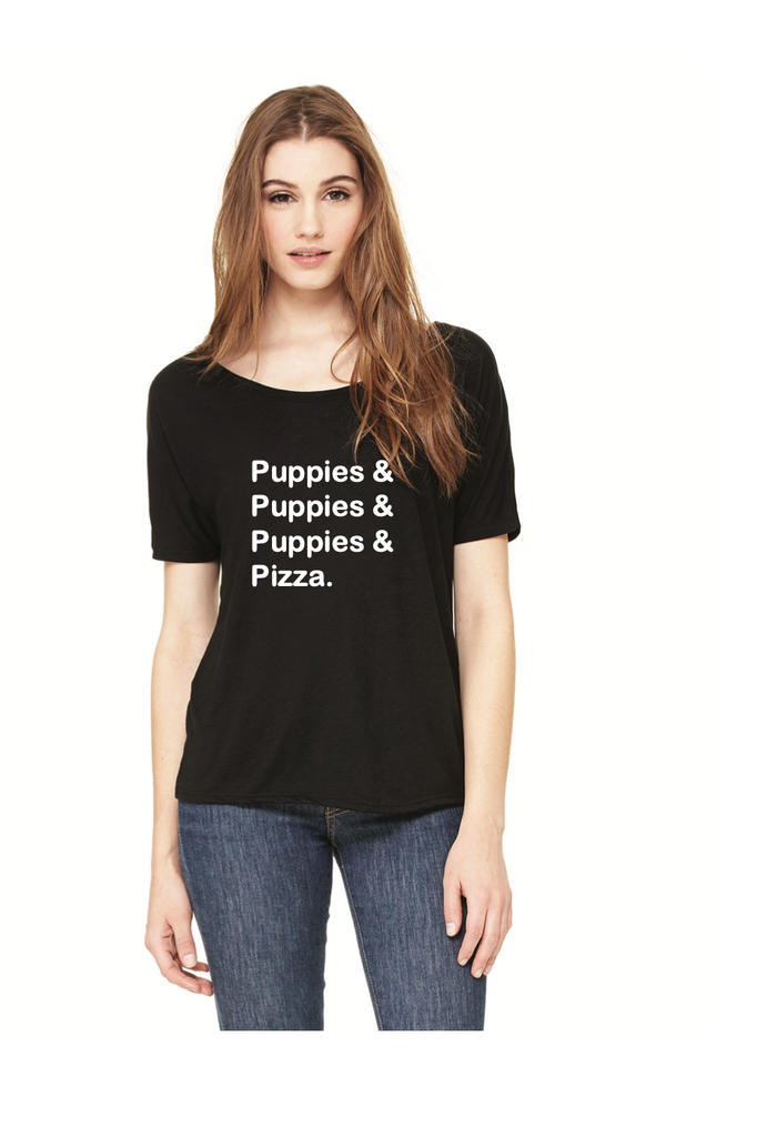 Puppies Puppies Puppies Pizza T-Shirt - Womens