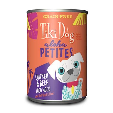 Tiki Dog Aloha Petites - Chicken & Beef Loco Moco - Canned Dog Food - 3.5 Oz. & 9 Oz., Case of 12