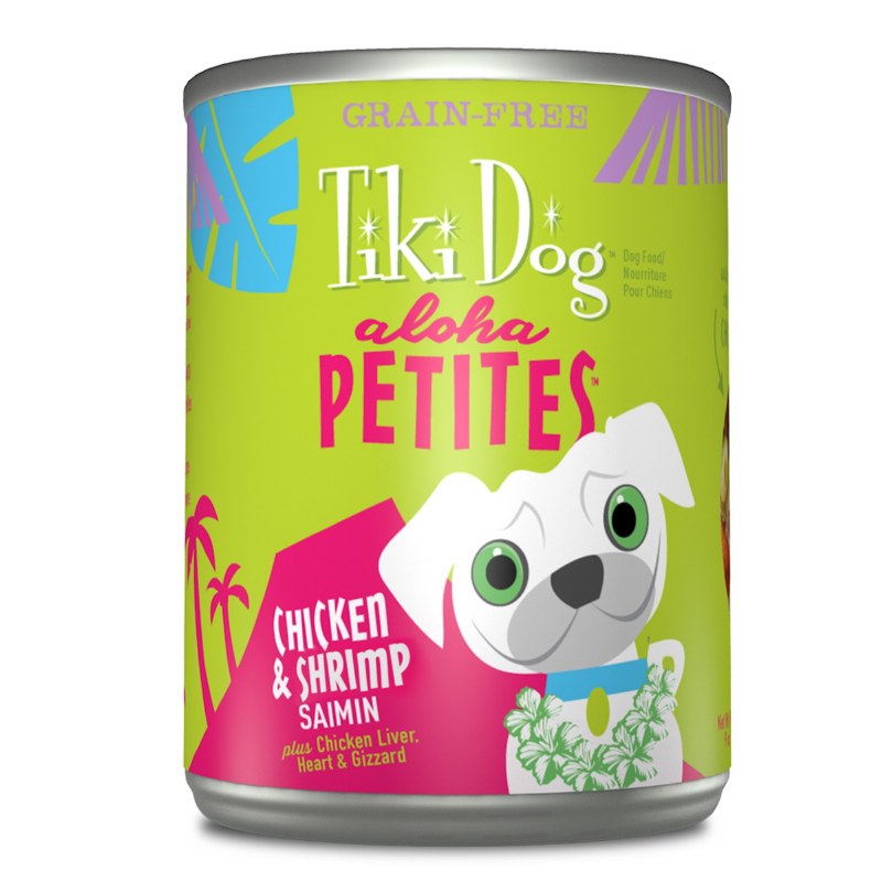 Tiki Dog Aloha Petites - Chicken & Shrimp Saimin - Canned Dog Food - 3.5 Oz. & 9 Oz., Case of 12